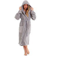 SaneShoppe - Luxurious Women's Bamboo Hooded Dressing Gown Ultra Absorbent Soft Towelling Robe for Spa Gym Home in Grey or White Sizes S to XL Daisy Dreamer