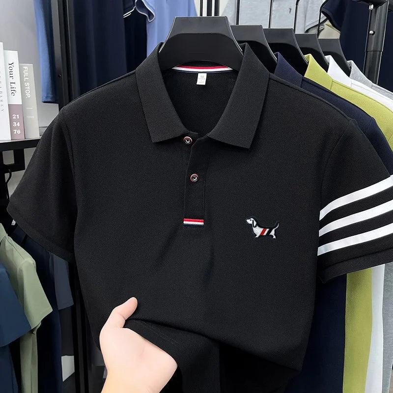 SaneShoppe-Men's Luxury Embroidered Polo Shirt for Business and Leisure