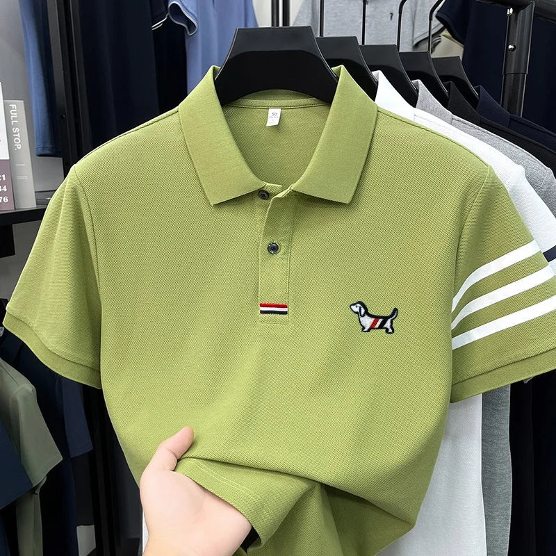 SaneShoppe-Men's Luxury Embroidered Polo Shirt for Business and Leisure