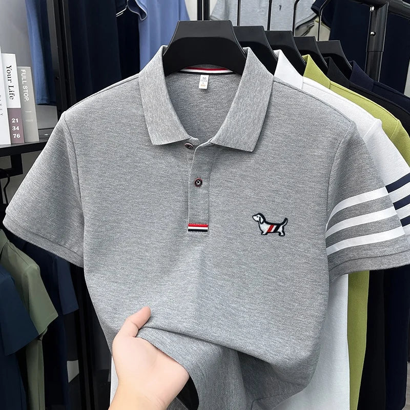 SaneShoppe-Men's Luxury Embroidered Polo Shirt for Business and Leisure