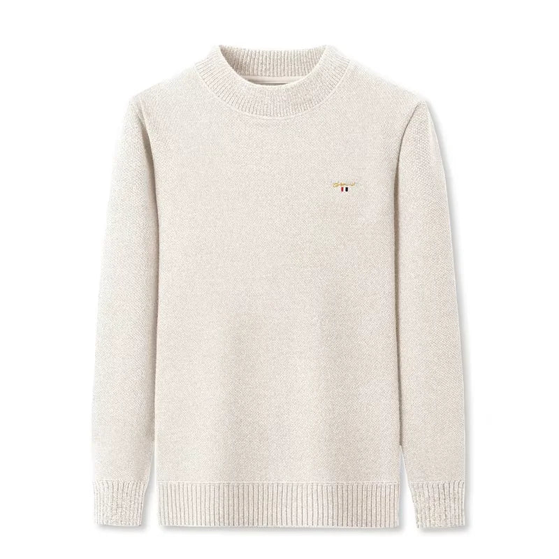 SaneShoppe-Men's Luxury Winter Knitted Plush Sweater, Korean Casual Embroidered Pullover