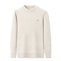SaneShoppe-Men's Luxury Winter Knitted Plush Sweater, Korean Casual Embroidered Pullover