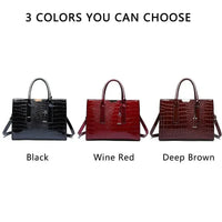 SaneShoppe - Luxury Vintage Women's Crocodile Pattern Handbag Large Capacity Tote Bag Leather Business Shoulder Bag For Female