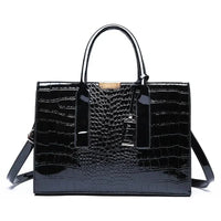 SaneShoppe - Luxury Vintage Women's Crocodile Pattern Handbag Large Capacity Tote Bag Leather Business Shoulder Bag For Female