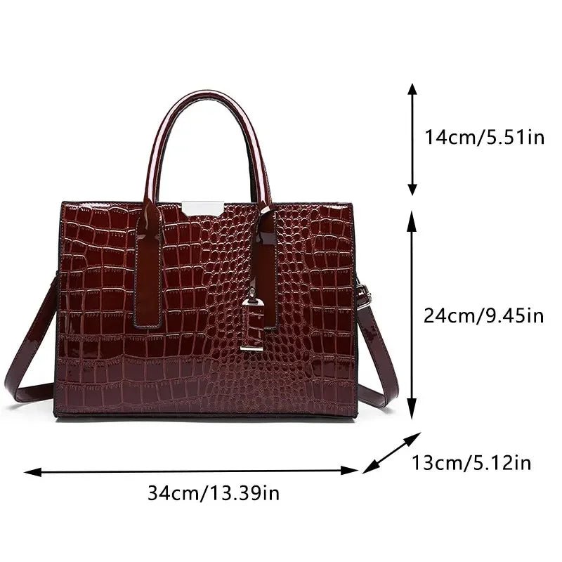 SaneShoppe - Luxury Vintage Women's Crocodile Pattern Handbag Large Capacity Tote Bag Leather Business Shoulder Bag For Female