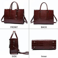 SaneShoppe - Luxury Vintage Women's Crocodile Pattern Handbag Large Capacity Tote Bag Leather Business Shoulder Bag For Female