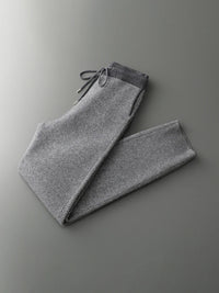 SaneShoppe - Men Zippers 100% Merino Wool Sweater Cardigan Pants Sets Autumn Winter Knitted Thick Herringbone Color Blocking Pencil Trousers