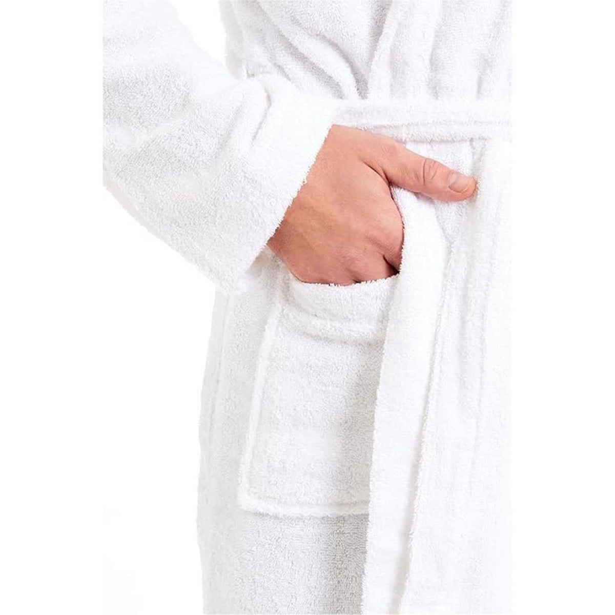 SaneShoppe - Men's Bamboo Hooded Bath Robe Ultra Absorbent Towelling Dressing Gown for Hotels Gyms Spas with Soft Breathable Cotton Blend Quick Dry Grey White by Toro Rocco