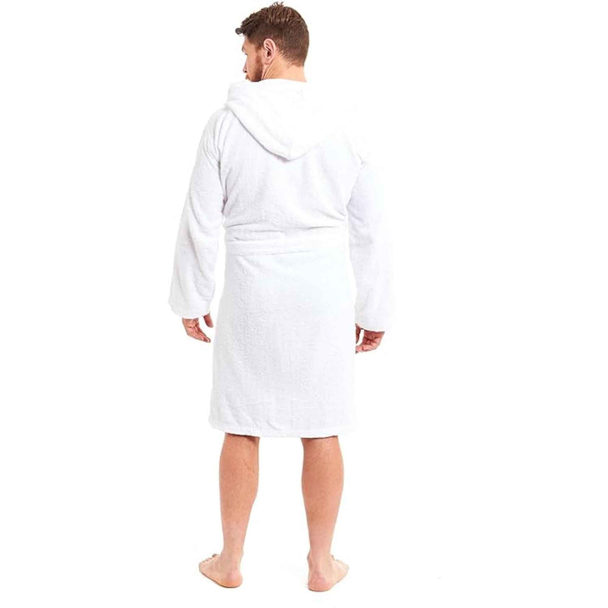SaneShoppe - Men's Bamboo Hooded Bath Robe Ultra Absorbent Towelling Dressing Gown for Hotels Gyms Spas with Soft Breathable Cotton Blend Quick Dry Grey White by Toro Rocco