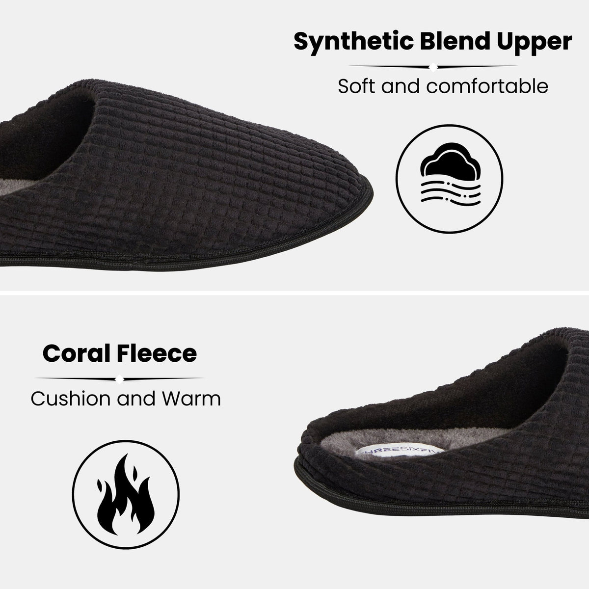SaneShoppe - Men's Corduroy Slip On Indoor House Shoes Non Slip Sole Memory Foam Warm Thermal Lined Easy Care Slipper Pair by Sock Stack