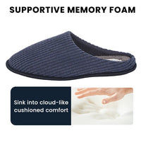 SaneShoppe - Men's Corduroy Slip On Indoor House Shoes Non Slip Sole Memory Foam Warm Thermal Lined Easy Care Slipper Pair by Sock Stack