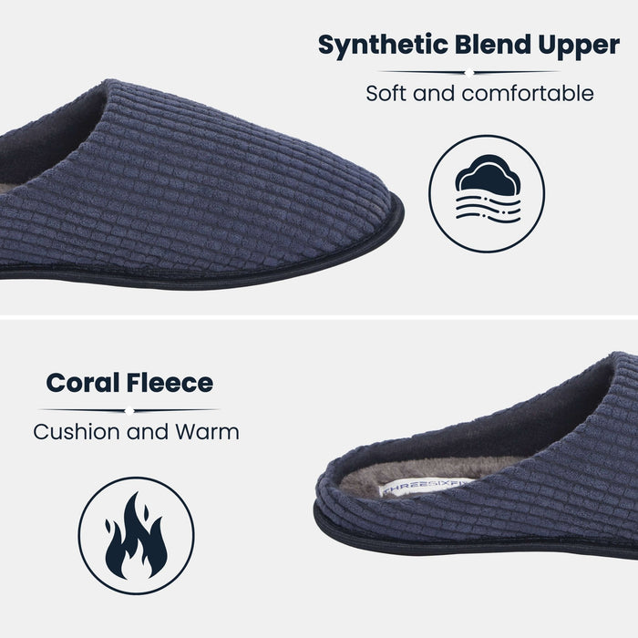 SaneShoppe - Men's Corduroy Slip On Indoor House Shoes Non Slip Sole Memory Foam Warm Thermal Lined Easy Care Slipper Pair by Sock Stack