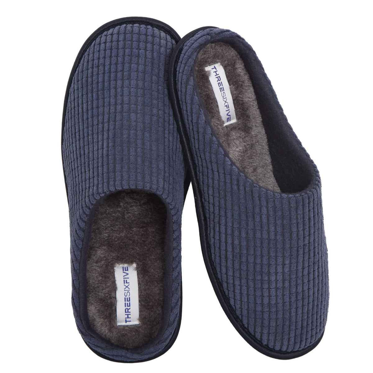SaneShoppe - Men's Corduroy Slip On Indoor House Shoes Non Slip Sole Memory Foam Warm Thermal Lined Easy Care Slipper Pair by Sock Stack