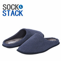 SaneShoppe - Men's Corduroy Slip On Indoor House Shoes Non Slip Sole Memory Foam Warm Thermal Lined Easy Care Slipper Pair by Sock Stack