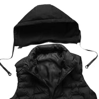 SaneShoppe - Men's Hooded Vests with Detachable Cap Windproof Warm Winter Vests for Men Solid Thicken Sleeveless Waistcoat Plus Size 8XL