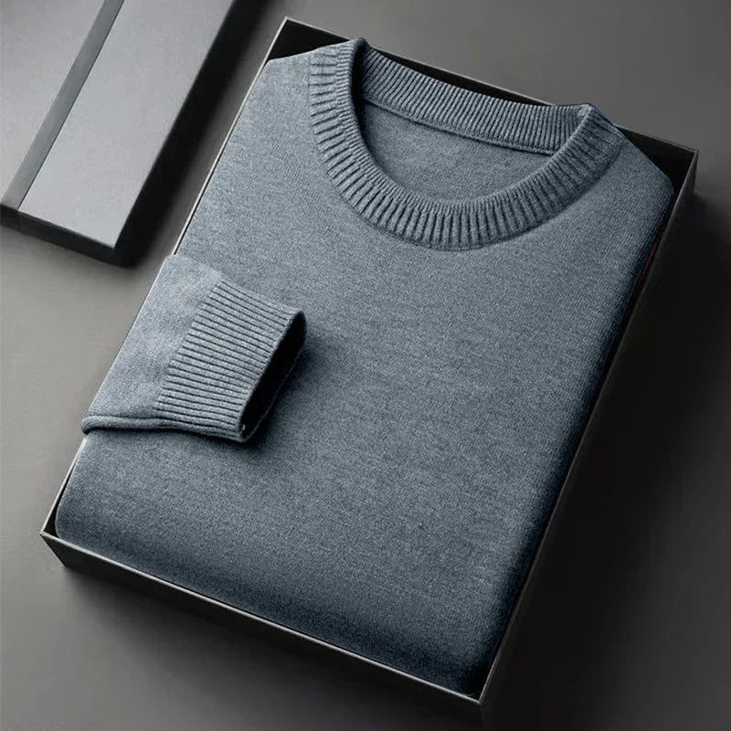 SaneShoppe-Men's Classic Crewneck Knit Pullover Sweater, Lightweight Solid Color Soft Casual Sweater