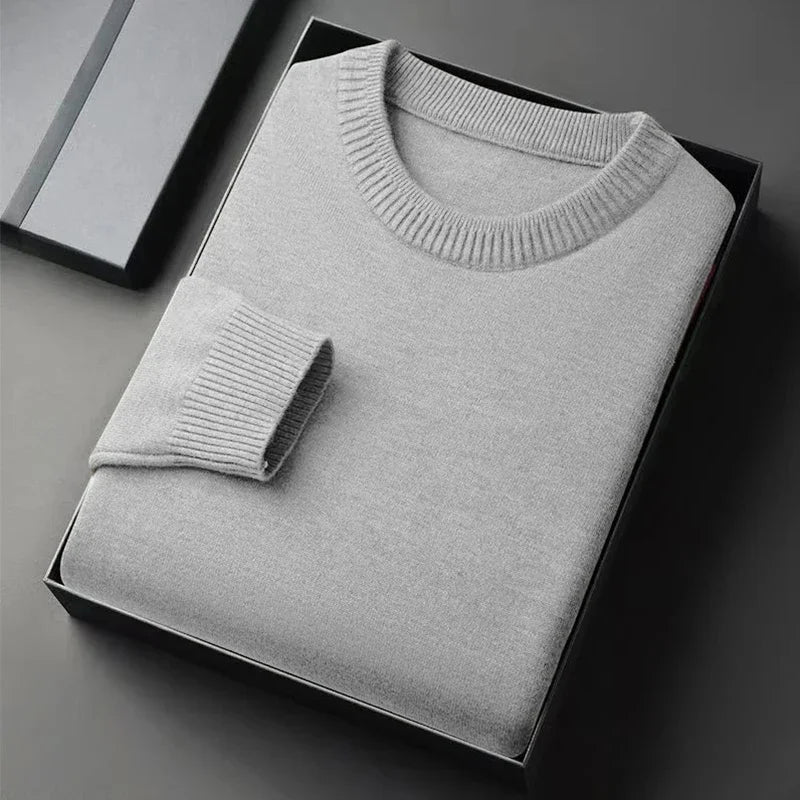 SaneShoppe-Men's Classic Crewneck Knit Pullover Sweater, Lightweight Solid Color Soft Casual Sweater