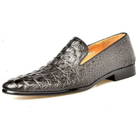 SaneShoppe - Men's Luxury crocodile pattern leather loafers, handmade business dress shoes, slip - on formal office footwear for men, Brown