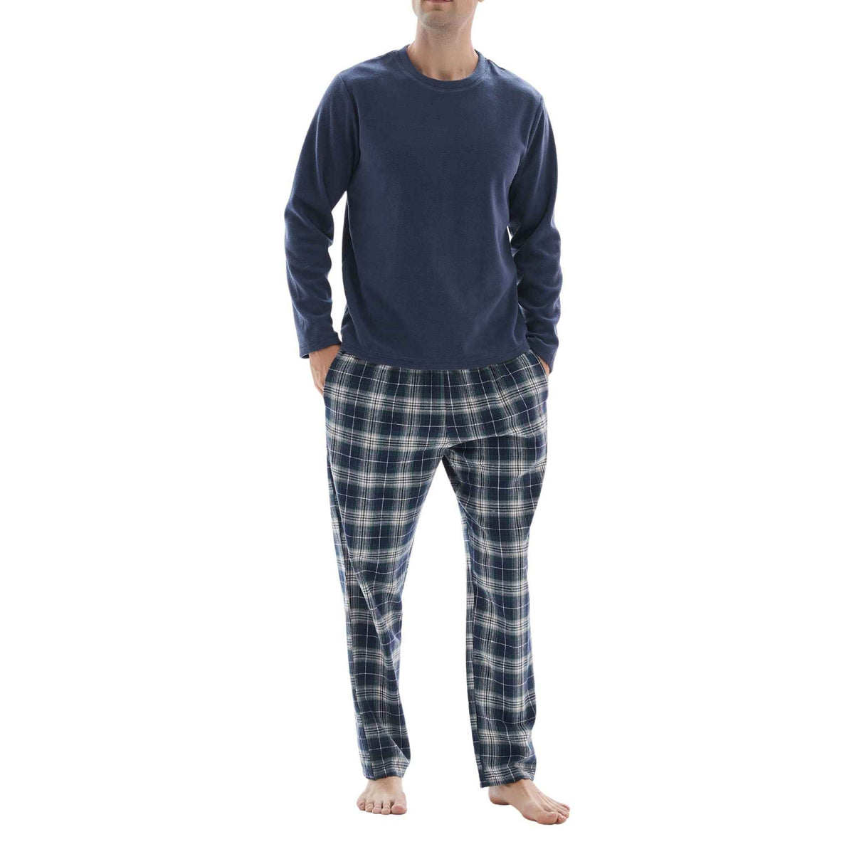 Men's Thermal Fleece Pyjama Set with Cotton Bottoms, Sizes M-XXL