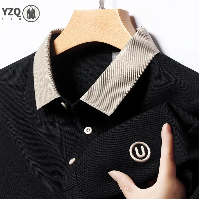 SaneShoppe-Men's 2026 Embroidered Cotton Polo Shirt Casual Comfortable Short-Sleeved Top