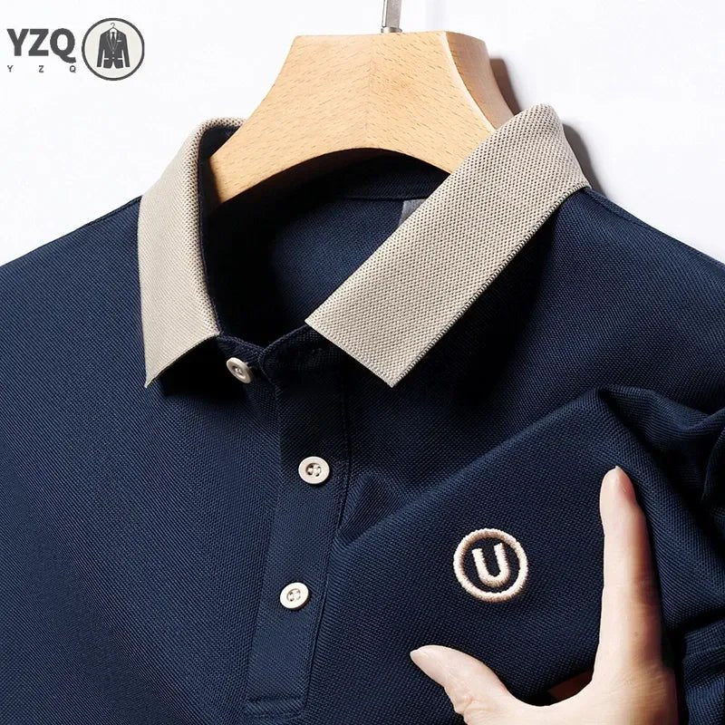 SaneShoppe-Men's 2026 Embroidered Cotton Polo Shirt Casual Comfortable Short-Sleeved Top
