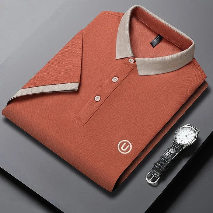 SaneShoppe-Men's 2026 Embroidered Cotton Polo Shirt Casual Comfortable Short-Sleeved Top