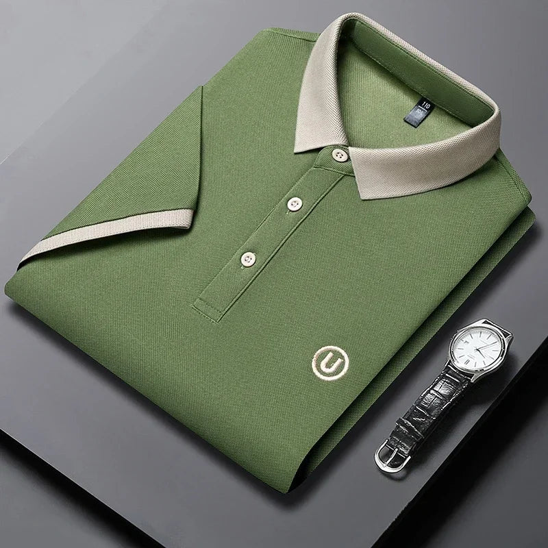 SaneShoppe-Men's 2026 Embroidered Cotton Polo Shirt Casual Comfortable Short-Sleeved Top