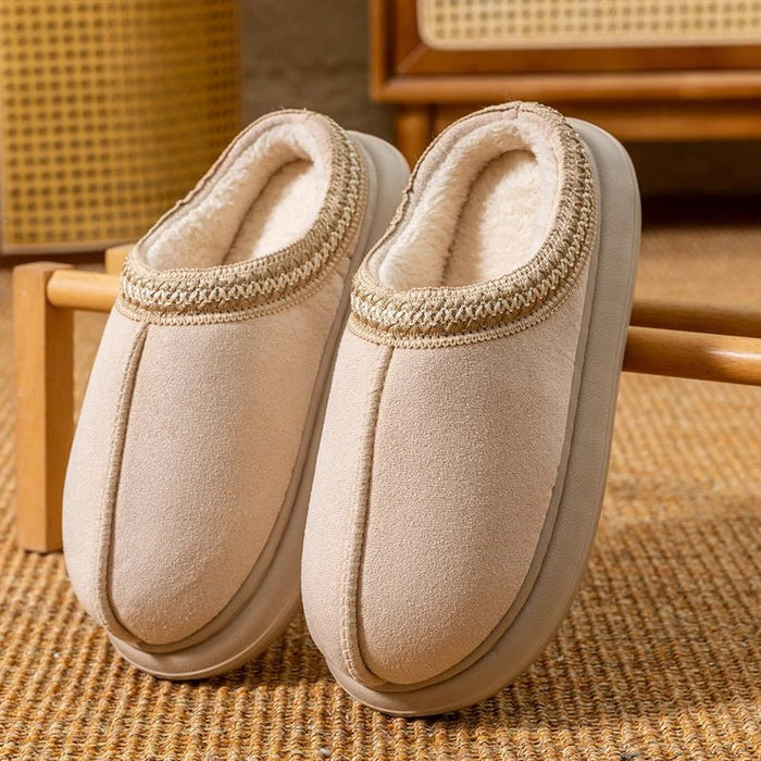 SaneShoppe-Cozy Men's Plush Slippers with Fleece Lining and Non-Slip Sole for Indoor/Outdoor Use