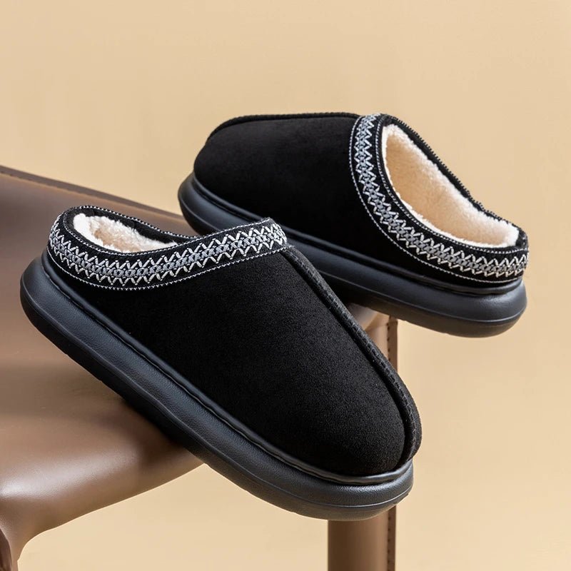 SaneShoppe-Cozy Men's Plush Slippers with Fleece Lining and Non-Slip Sole for Indoor/Outdoor Use