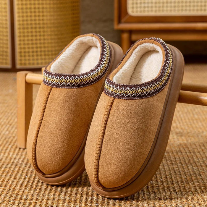 SaneShoppe-Cozy Men's Plush Slippers with Fleece Lining and Non-Slip Sole for Indoor/Outdoor Use