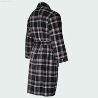 Men's Fleece Dressing Gown - Soft Warm Checkered Pattern