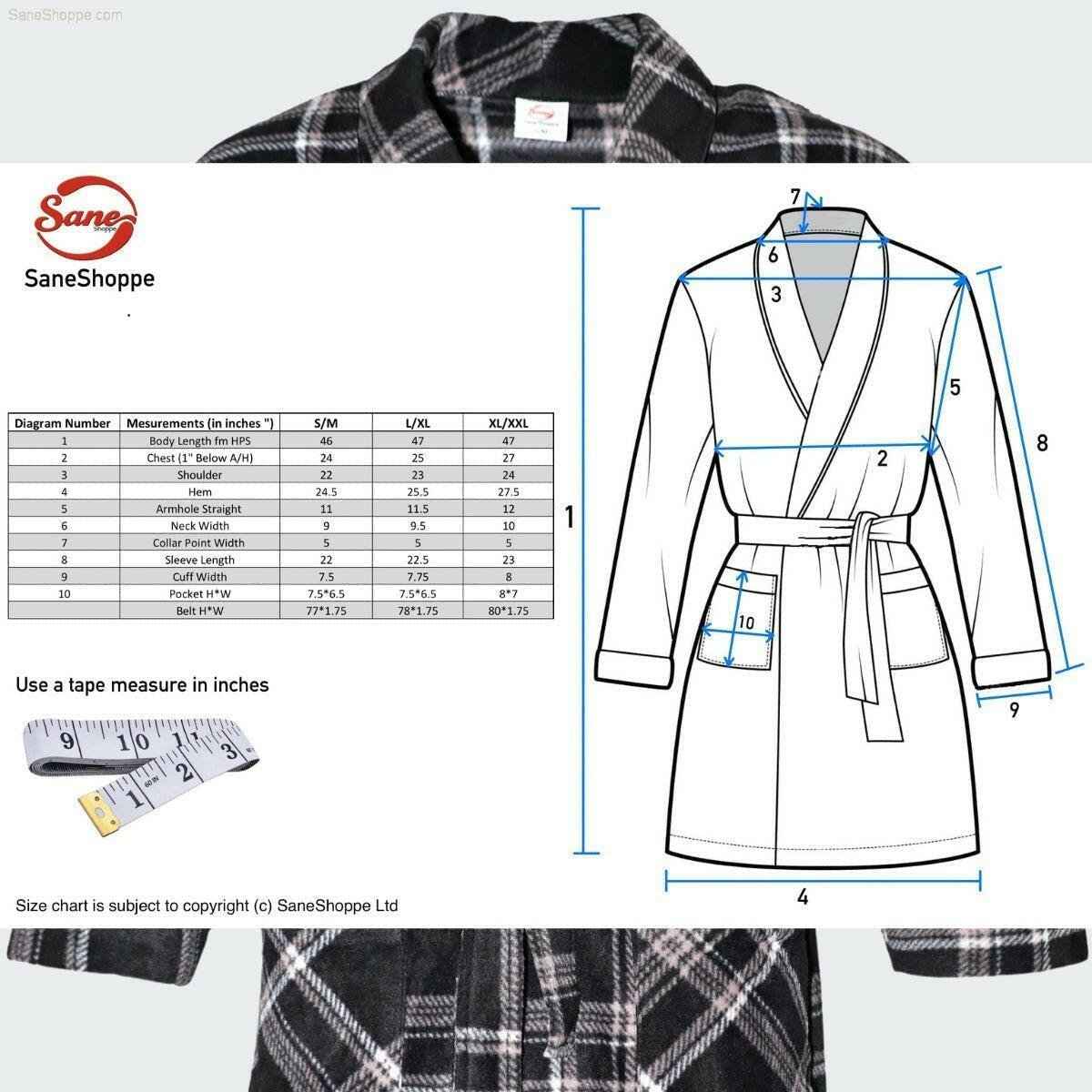 Men's Fleece Dressing Gown - Soft Warm Checkered Pattern
