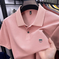 SaneShoppe - men's summer luxury brand cotton 100% polo shirt lapel printing short sleeves t-shirt business leisure ventilate men's clothing