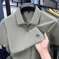 SaneShoppe - men's summer luxury brand cotton 100% polo shirt lapel printing short sleeves t-shirt business leisure ventilate men's clothing