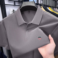 SaneShoppe - men's summer luxury brand cotton 100% polo shirt lapel printing short sleeves t-shirt business leisure ventilate men's clothing