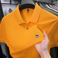 SaneShoppe - men's summer luxury brand cotton 100% polo shirt lapel printing short sleeves t-shirt business leisure ventilate men's clothing