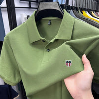 SaneShoppe - men's summer luxury brand cotton 100% polo shirt lapel printing short sleeves t-shirt business leisure ventilate men's clothing