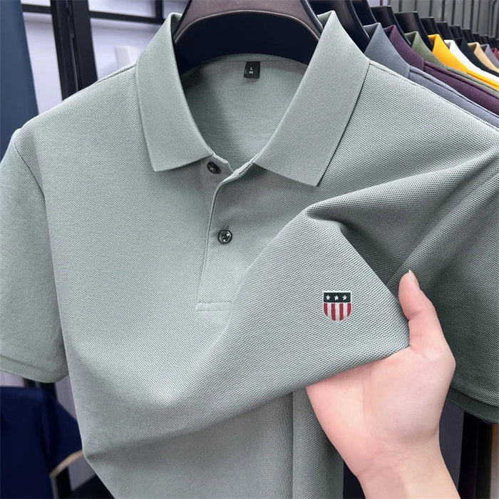 SaneShoppe - men's summer luxury brand cotton 100% polo shirt lapel printing short sleeves t-shirt business leisure ventilate men's clothing