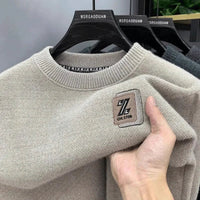 SaneShoppe-Men's Warm Letter Knit Sweatercoat Fleece Lined Pullover