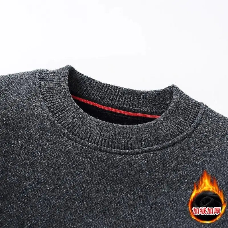 SaneShoppe-Men's Warm Letter Knit Sweatercoat Fleece Lined Pullover