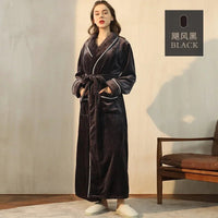 SaneShoppe-Men's Cozy Flannel Robe, Plush Coral Fleece, Warm Home Comfort