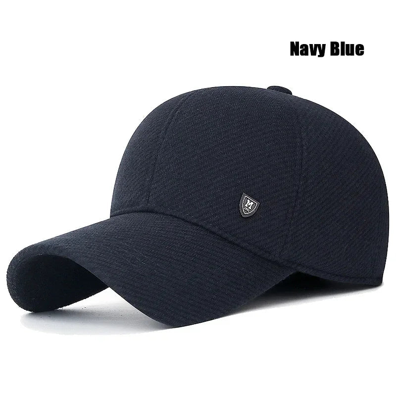SaneShoppe-Men's Adjustable Winter Baseball Cap with Ear Flaps