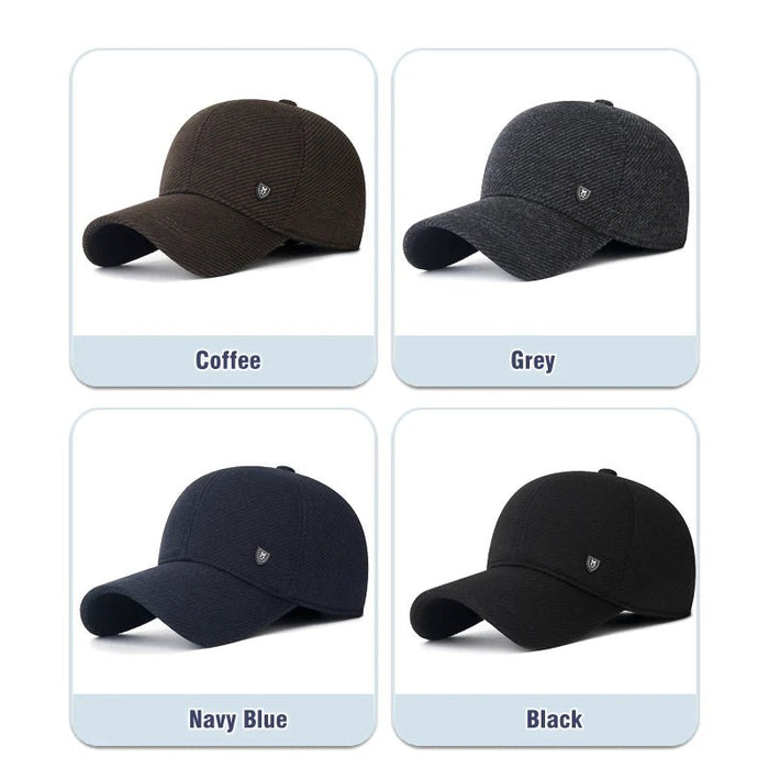 SaneShoppe-Adjustable Men's Winter Baseball Cap with Ear Flaps for Outdoor Running