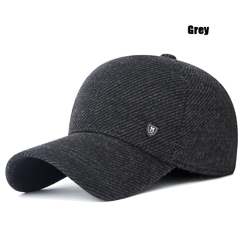 SaneShoppe-Adjustable Men's Winter Baseball Cap with Ear Flaps for Outdoor Running