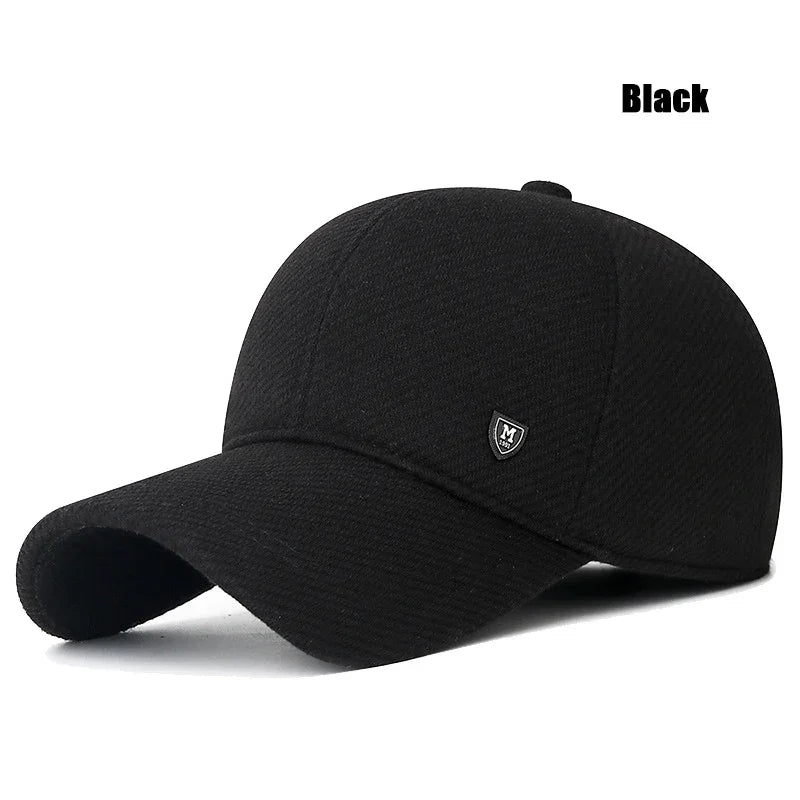 SaneShoppe-Men's Adjustable Winter Baseball Cap with Ear Flaps
