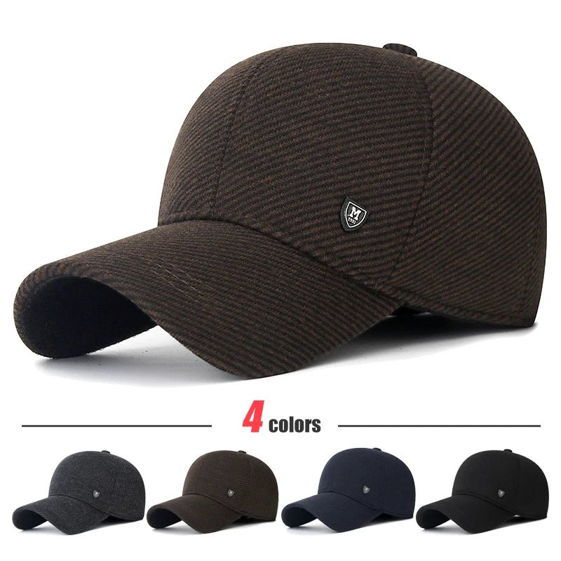 SaneShoppe-Adjustable Men's Winter Baseball Cap with Ear Flaps for Outdoor Running