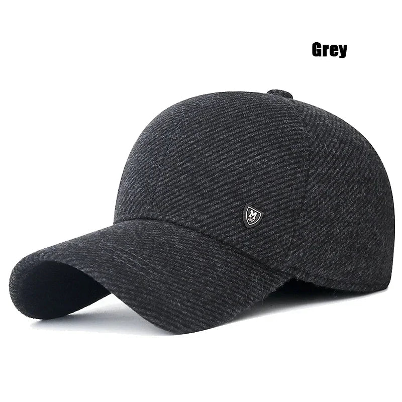 SaneShoppe-Men's Adjustable Winter Baseball Cap with Ear Flaps