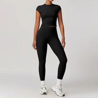 SaneShoppe-Mikeyoga 2PCS Yoga Set Women's Sportswear Workout Clothes Leggings Crop Top