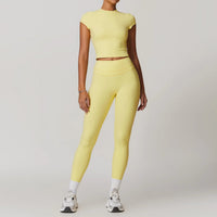 SaneShoppe-Mikeyoga 2PCS Yoga Set Women's Sportswear Workout Clothes Leggings Crop Top