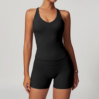 SaneShoppe-Mikeyoga 2PCS Yoga Set Women's Sportswear Workout Clothes Leggings Crop Top